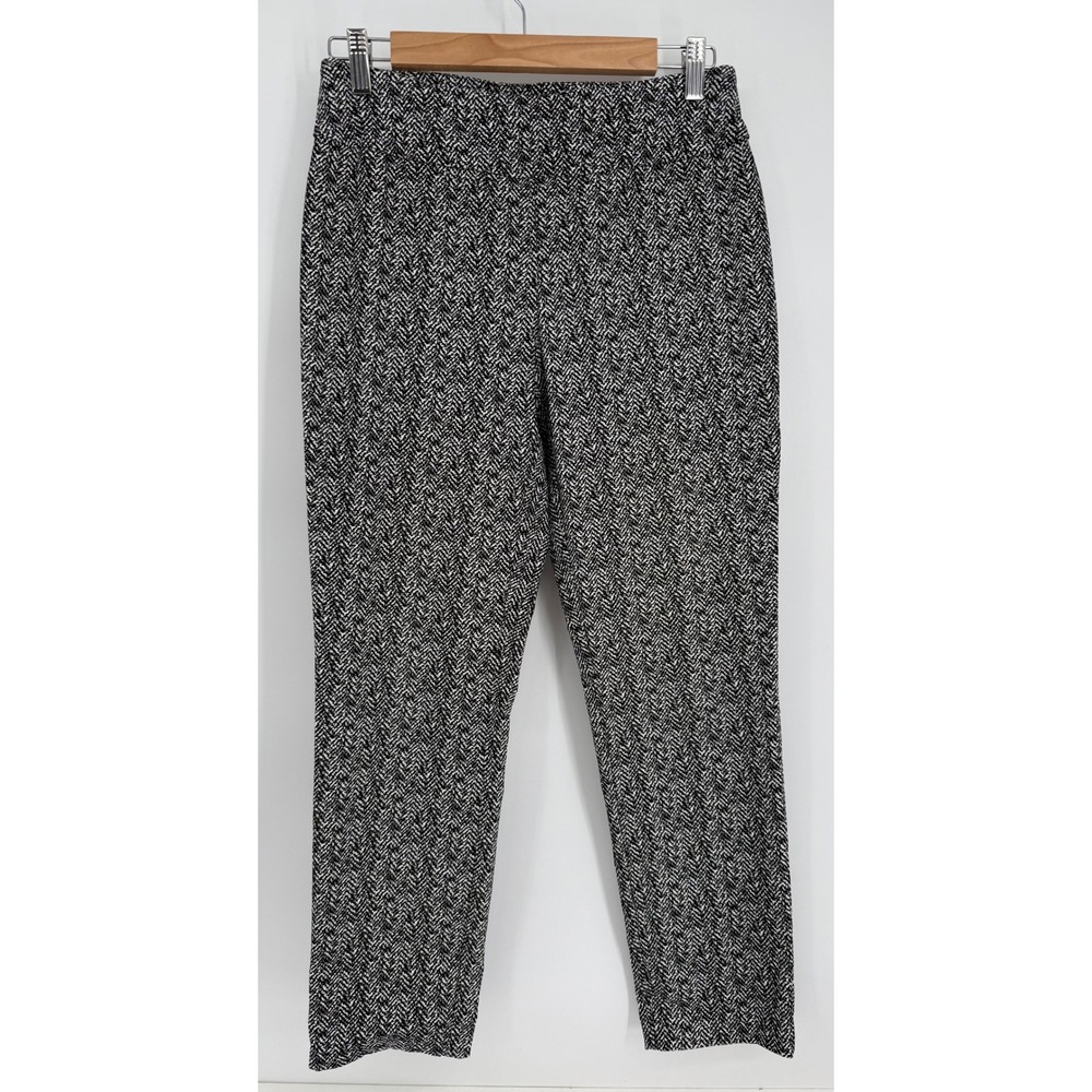 Tribal Womens‎ Black White Herringbone Pull On Tapered Leg Pants Sz 6P